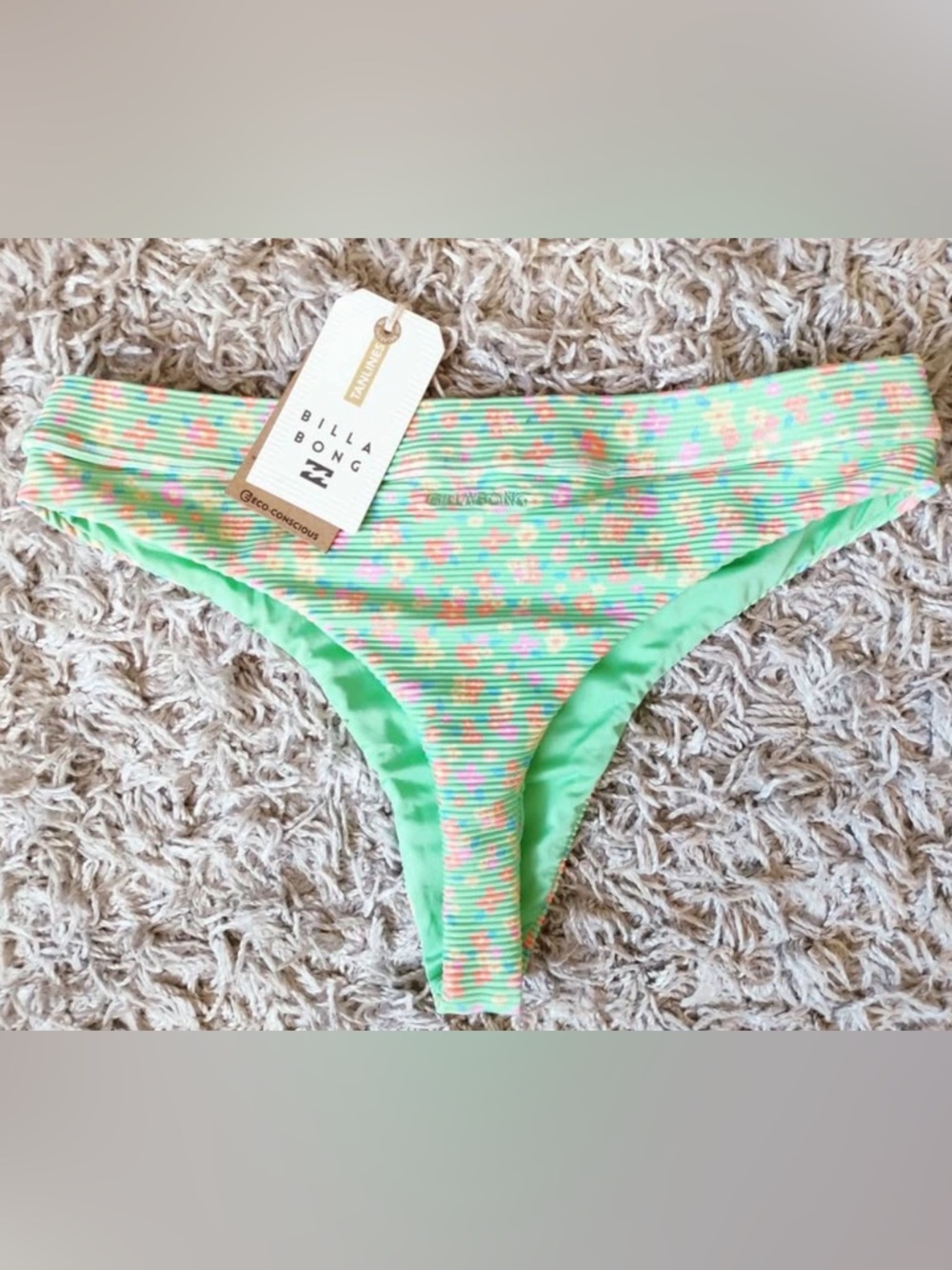 Billabong Ribbed Bikini Bottoms with Pastel Floral Print